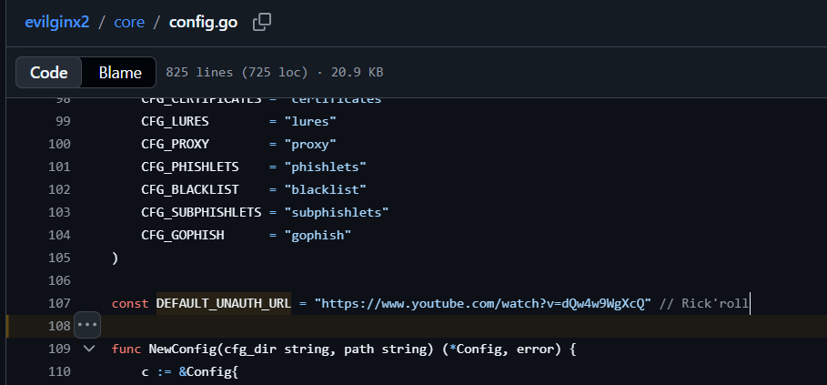 Rick roll Evilnginx